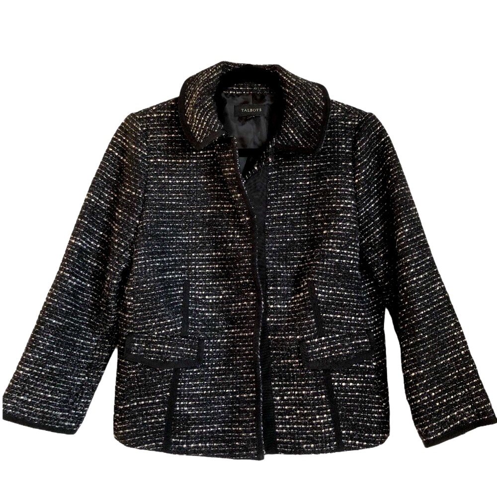 Talbots Cropped Boucle Blazer w Metallic Threads